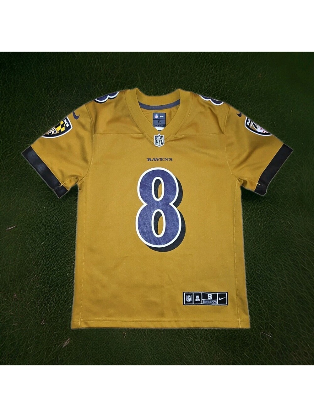 Nike Lamar Jackson Baltimore Ravens Youth Jersey Gold Inverted Team Size S (205)